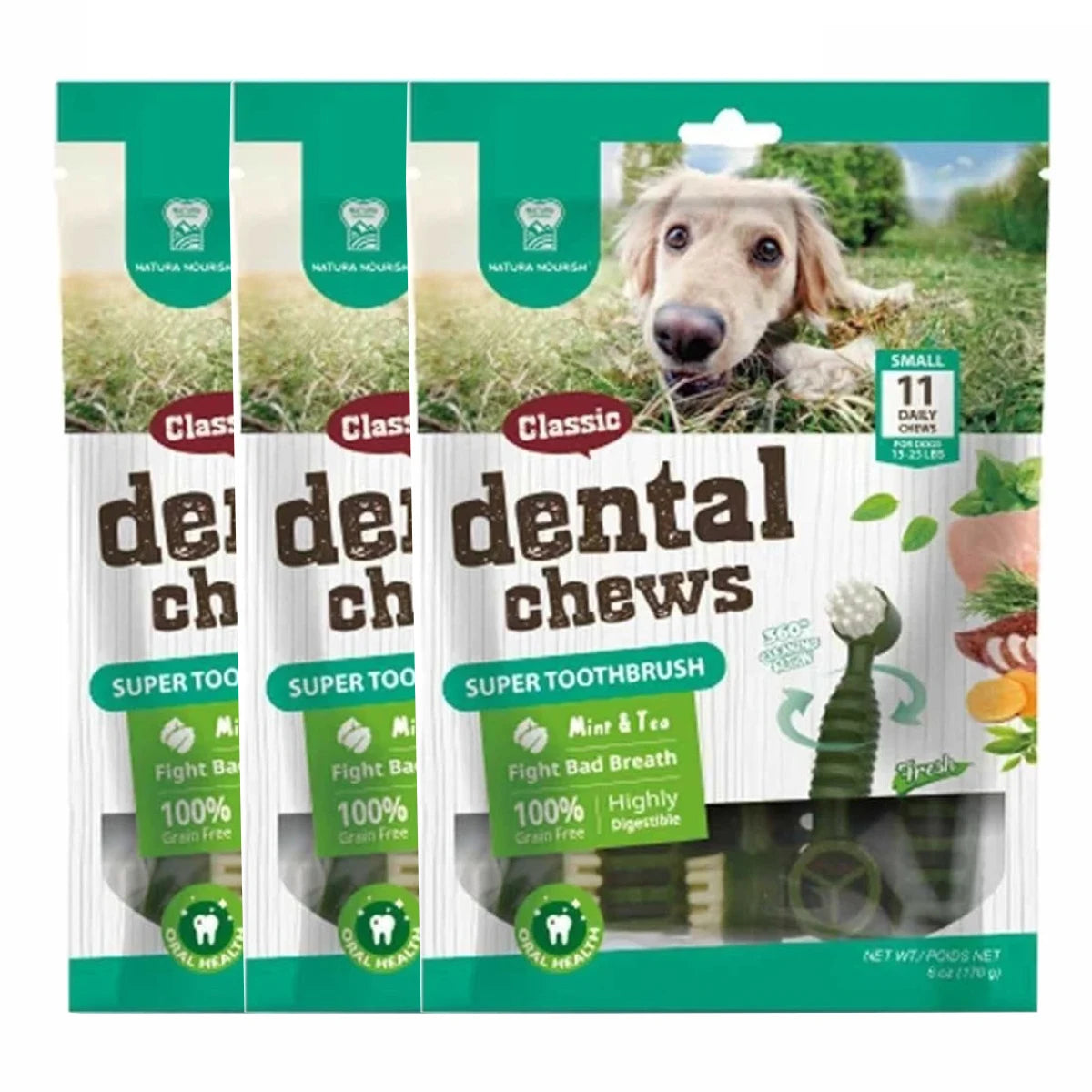 Dental Chews for Small Dogs, Mint & Tea Flavored Treats for Teeth Cleaning & Fresh Breath - Bond Well Supplies