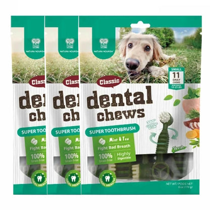 Dental Chews for Small Dogs, Mint & Tea Flavored Treats for Teeth Cleaning & Fresh Breath - Bond Well Supplies