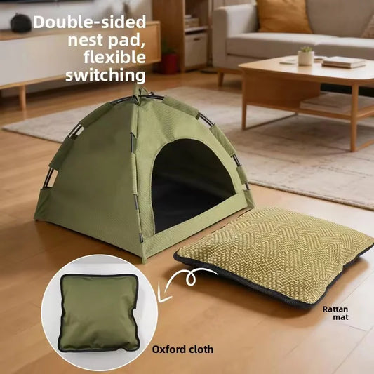 Washable Cat & Dog Tent Bed, Semi-Enclosed Foldable Pet Shelter for Indoor & Outdoor Use - Bond Well Supplies