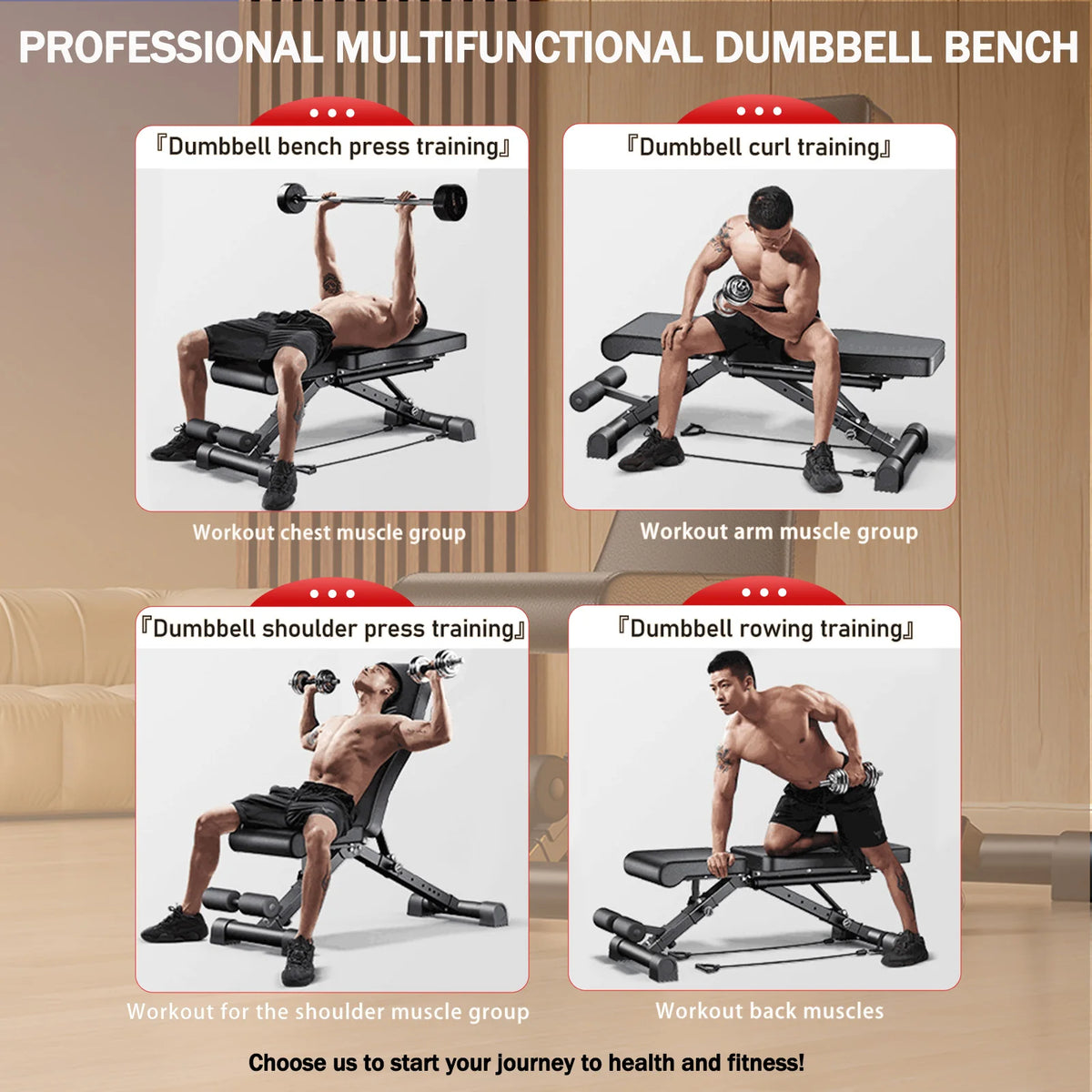 Multifunctional Weight Bench, Adjustable Foldable Workout Bench for Dumbbell Press & Strength Training