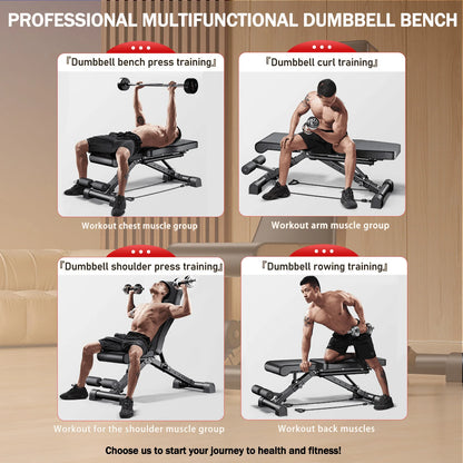 Multifunctional Weight Bench, Adjustable Foldable Workout Bench for Dumbbell Press & Strength Training