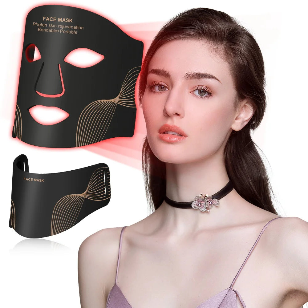 Portable Wireless LED Face & Neck Mask, 7-Color Photon Light Therapy for Facial Skin Care - Bond Well Supplies