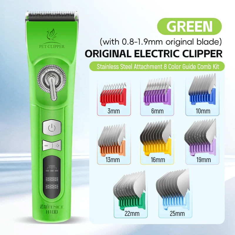 Fenice H100 Cordless Rechargeable Pet Hair Clipper, Low-Noise Dog & Cat Grooming Trimmer