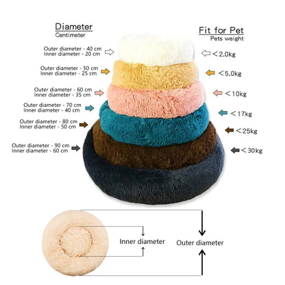 Super Soft Round Dog Bed, Warm Plush Pet House for Medium & Large Dogs, 6 Sizes