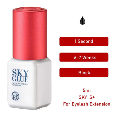 SKY Eyelash Extension Adhesive, 10 Bottles x 5ml, Black Lash Glue for Professional Makeup - Bond Well Supplies