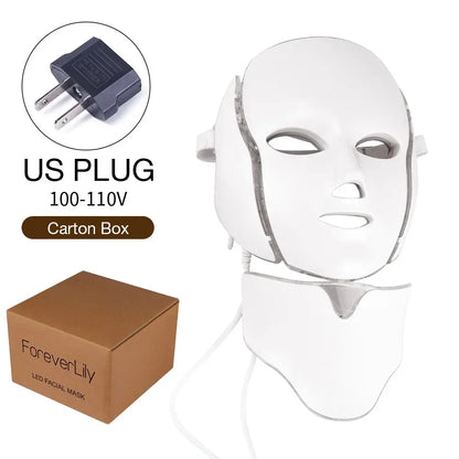 Photon LED Facial Mask for Face and Neck Skin Care, Rechargeable Home Beauty Device