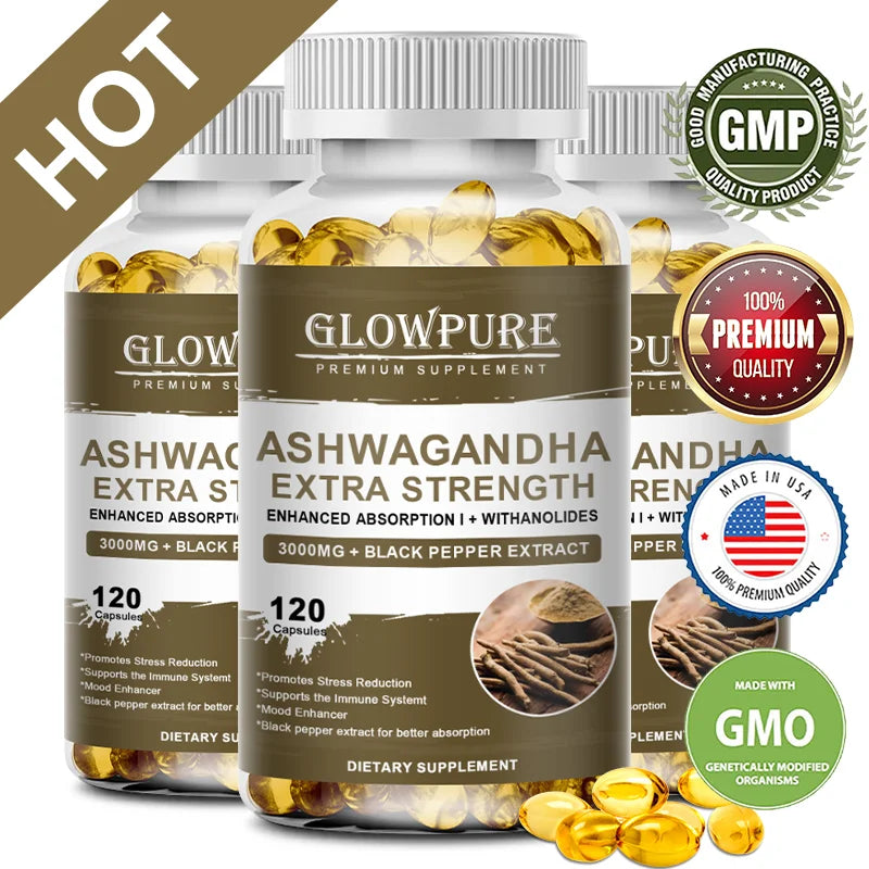Premium Ashwagandha Root Extract Supplement, Daily Stress, Mood, Sleep, Energy & Focus Wellness Support - Bond Well Supplies