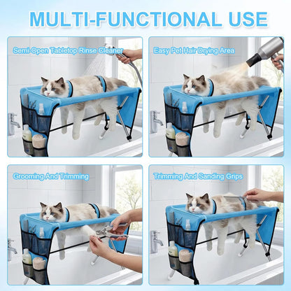 Portable Dog & Cat Grooming Table, Foldable Pet Bathing Stand with Fixed Leash & Anti-Slip Surface - Bond Well Supplies