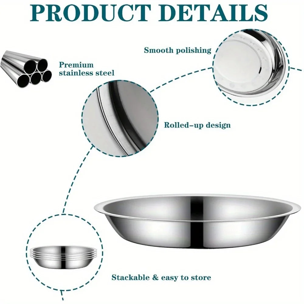 Large Capacity Stainless Steel Dog Bowl, Durable Metal Food & Water Feeding Dish for Cats & Dogs - Bond Well Supplies