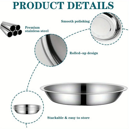 Large Capacity Stainless Steel Dog Bowl, Durable Metal Food & Water Feeding Dish for Cats & Dogs - Bond Well Supplies