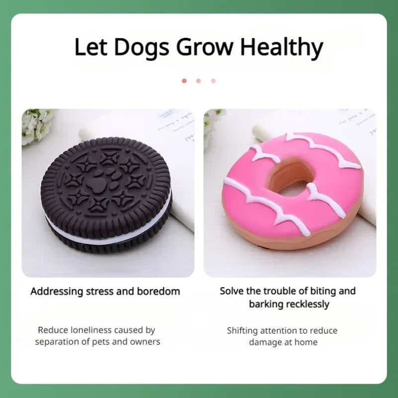 Interactive Latex Dog Chew Toy, Biscuit Cake Shape for Teeth Cleaning & Training - Bond Well Supplies