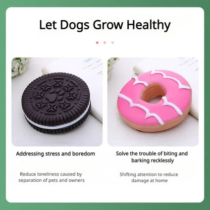 Interactive Latex Dog Chew Toy, Biscuit Cake Shape for Teeth Cleaning & Training - Bond Well Supplies