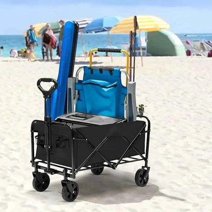 Heavy-Duty Foldable Pet Stroller, Rolling Dog & Cat Carrier Cart with Multiple Storage Compartments
