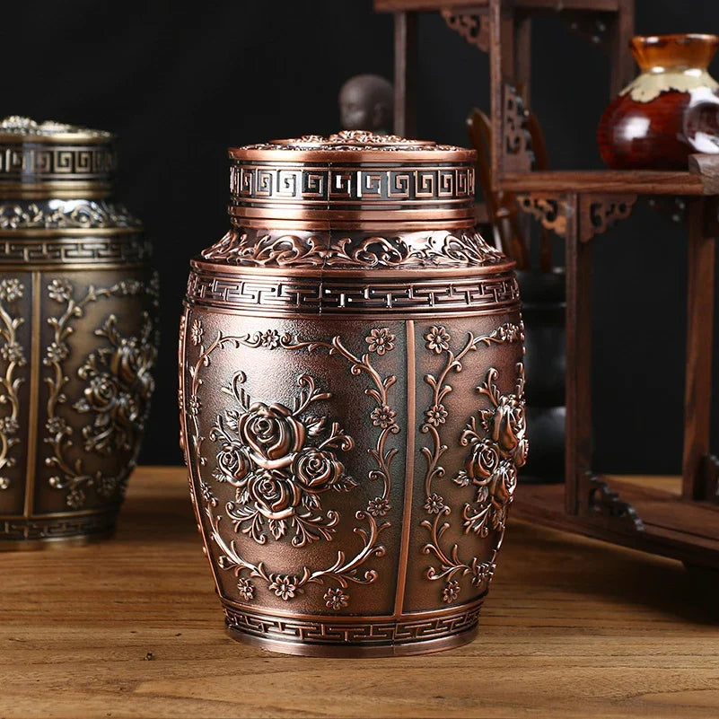 Metal Memorial Cremation Urn, Coffin Box Keepsake for Human, Pet & Small Animal Ashes