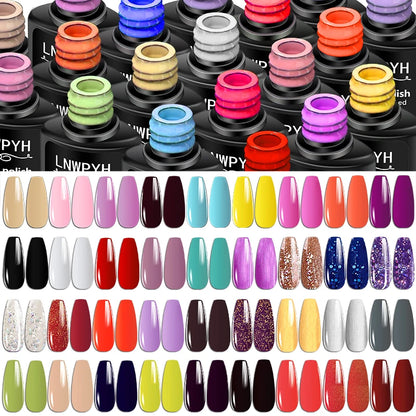 42PCS Gel Nail Polish Kit, UV LED Semi-Permanent Hybrid Varnish Set with Base & Top Coat for Manicure & Nail Art - Bond Well Supplies