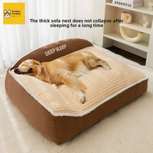Super Thick Dog Kennel Bed, Removable Warm Pet Sofa for Large Dogs & Cats, Four-Season Use - Bond Well Supplies