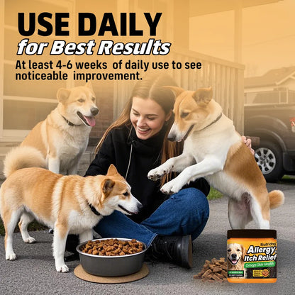 NUTRIDOG Dog Allergy & Itch Relief Chews, Skin and Immune Support Supplement, 90 Count