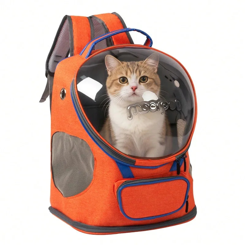 Portable Cat & Dog Backpack Carrier, Foldable Transparent Design with Zipper Closure