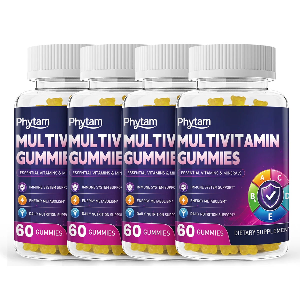 Adult Multivitamin Bear Gummies, 14-in-1 Vitamins & Minerals with Vitamin C, Zinc & B Vitamins, 60 Count - Bond Well Supplies