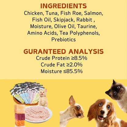 Cat Snack Sticks, 10.58oz Variety Pack with Chicken, Tuna, Rabbit & Salmon Flavors - Bond Well Supplies