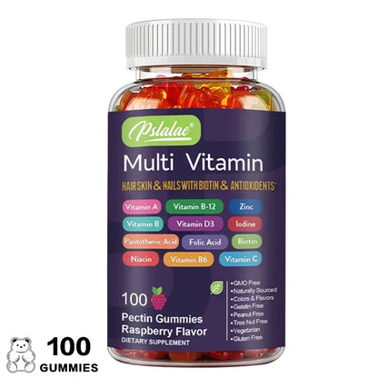 Multivitamin Dietary Gummies, Daily Energy, Skin, Hair & Nail Care with Immune Support - Bond Well Supplies