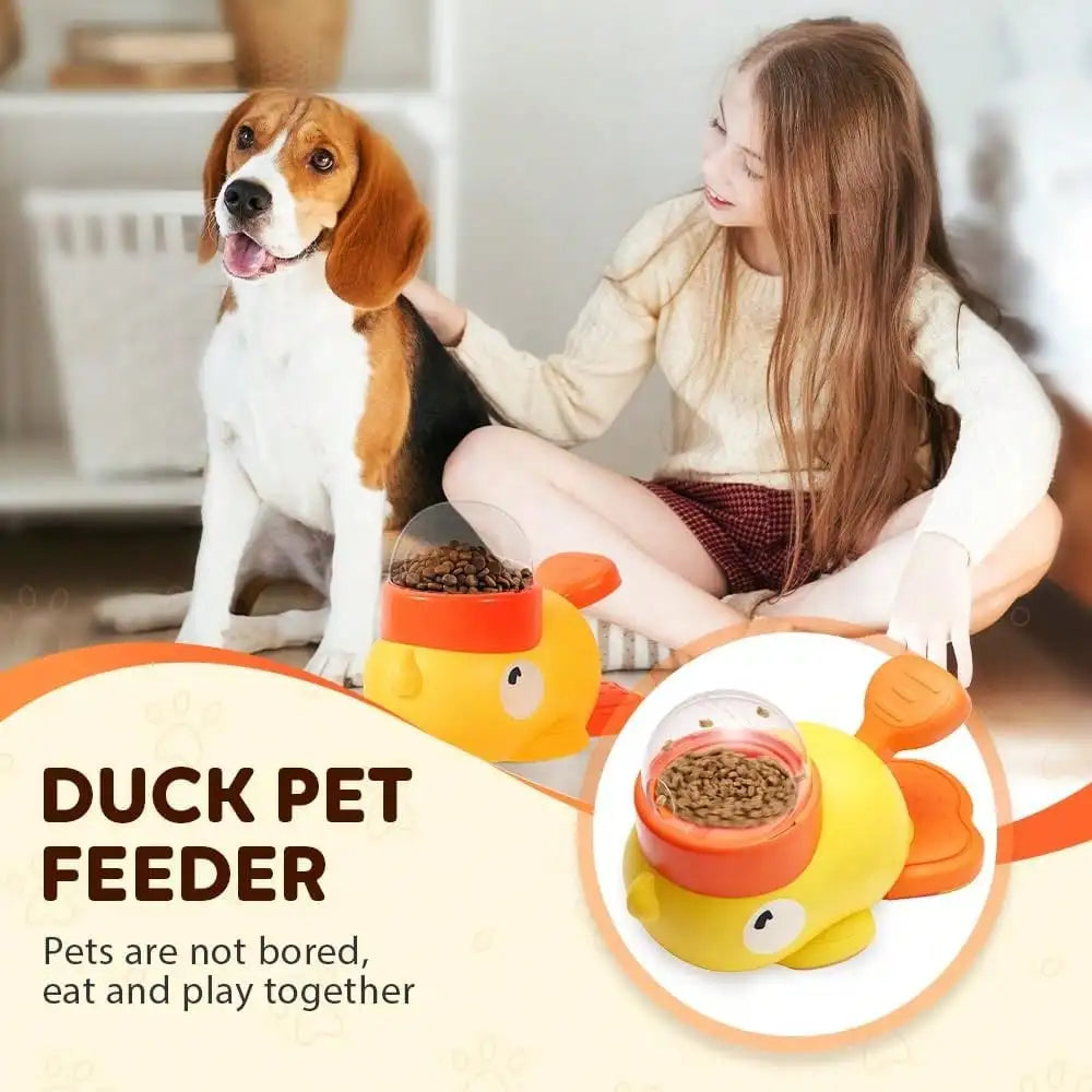 Dog Slow Feeder Bowl with Food Puzzle Toy, Duck-Shaped Interactive Treat Dispenser for Enrichment