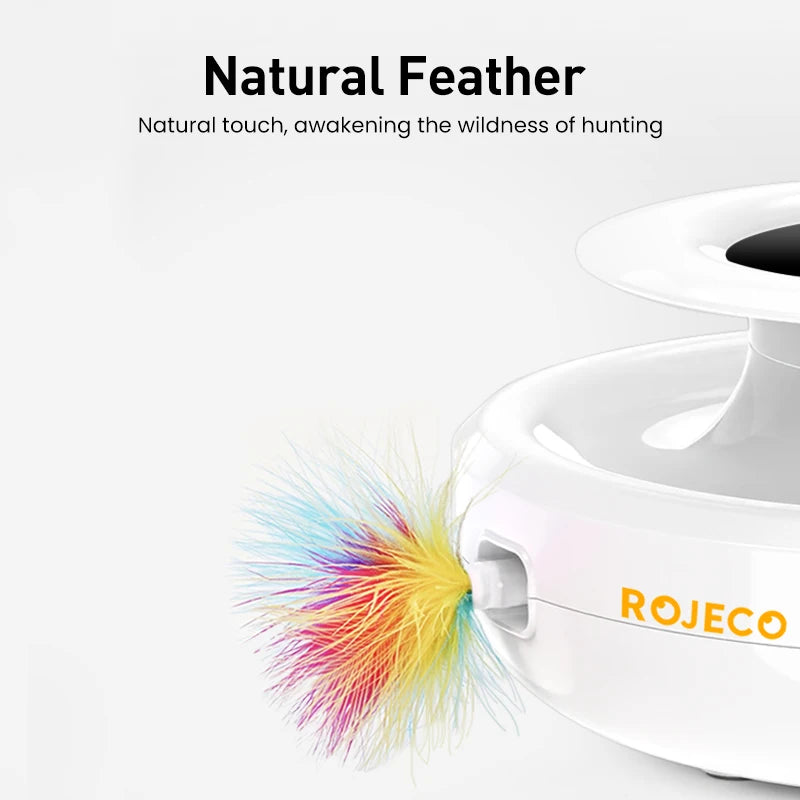 ROJECO 2-in-1 Smart Pet Toy Set with Automatic Feather and Rolling Ball