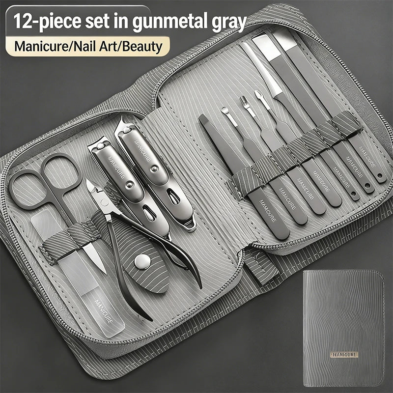 Stainless Steel Nail Clipper Set, 10-22PCS Manicure & Pedicure Tools with Portable Case - Bond Well Supplies