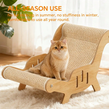 Oversized Cat Scratcher & Lounge Chair, Breathable Natural Sisal Pet Bed for Indoor Cats - Bond Well Supplies