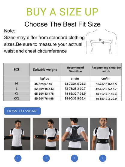 VBOSi Back Support Posture Corrector, Adjustable Design for Men & Women