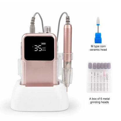 Rechargeable Brushless Nail Drill Machine, 35000RPM Cordless Electric Manicure Tool - Bond Well Supplies