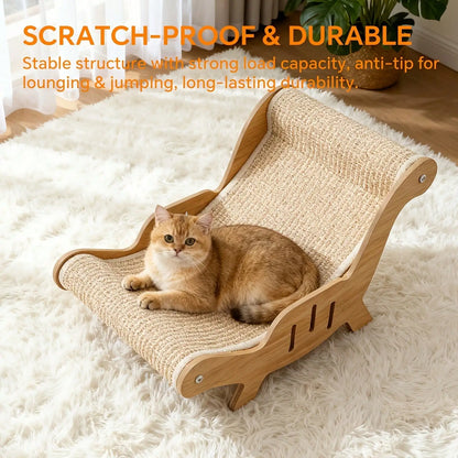 Oversized Cat Scratcher & Lounge Chair, Breathable Natural Sisal Pet Bed for Indoor Cats - Bond Well Supplies