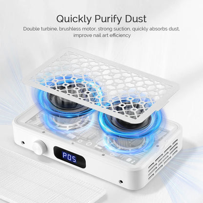 Turbo Nail Dust Extractor, Brushless Vacuum Collector for Manicure Tables