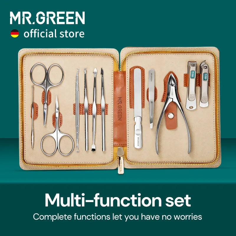 Professional Manicure Set for Men and Women, 12-in-1 Stainless Steel Grooming Kit with Case