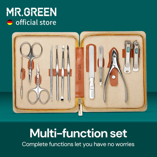 Professional Manicure Set for Men and Women, 12-in-1 Stainless Steel Grooming Kit with Case