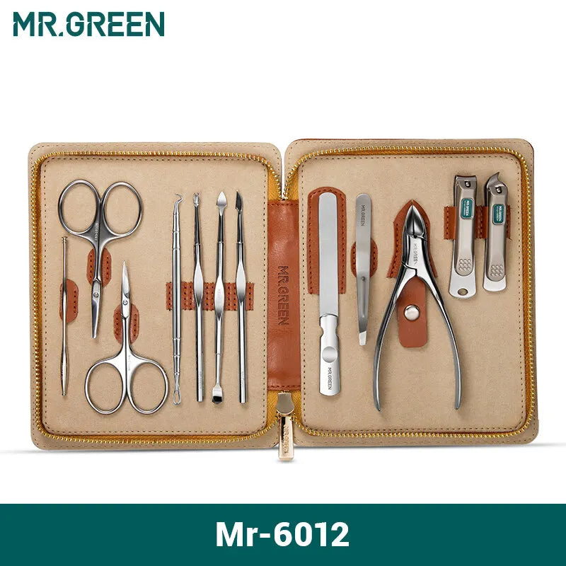 Professional Manicure Set for Men and Women, 12-in-1 Stainless Steel Grooming Kit with Case