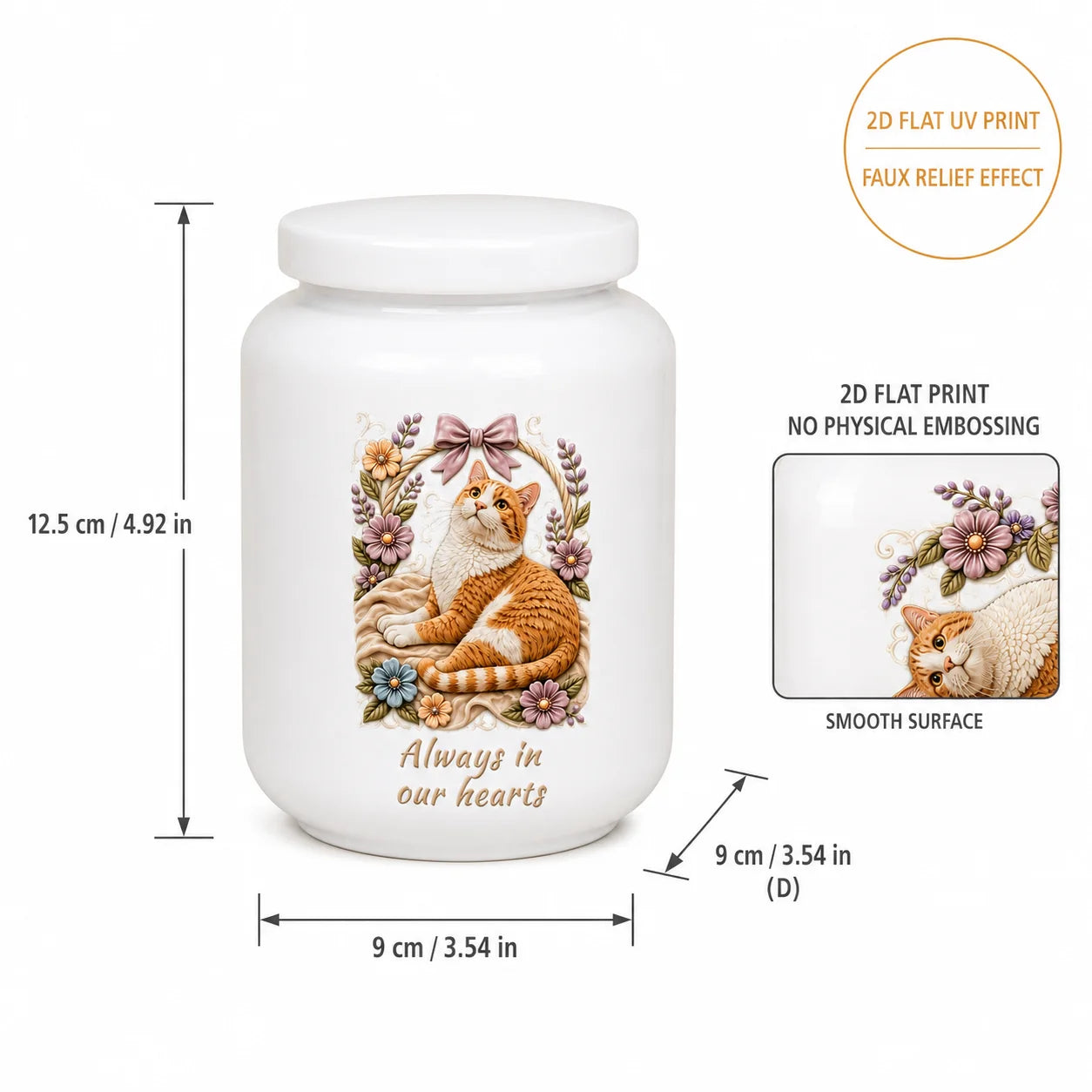 Personalized Pet Ashes Urn with AI-Generated Photo Ceramic Relief, Custom Name & Memorial Message Keepsake