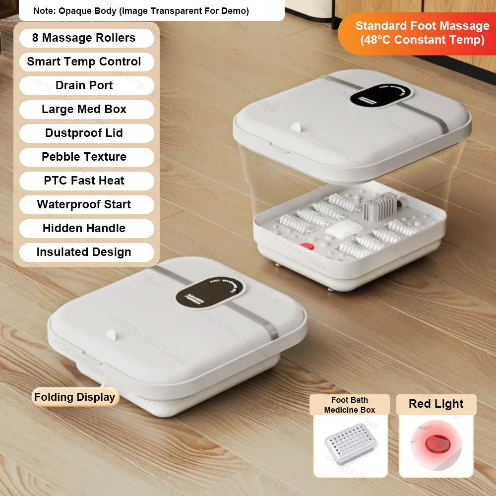 Heated Electric Foot Bath, Automatic Foot Washing & Massage Basin with Constant Temperature, Foldable Foot Spa