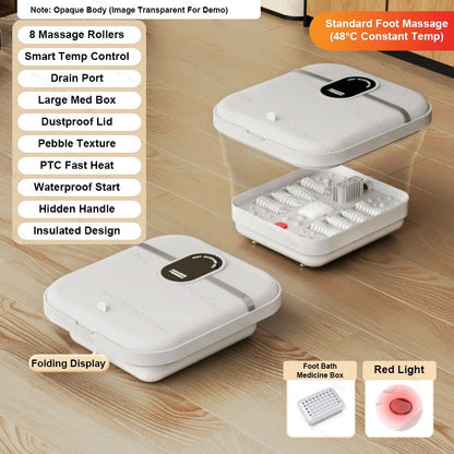 Heated Electric Foot Bath, Automatic Foot Washing & Massage Basin with Constant Temperature, Foldable Foot Spa