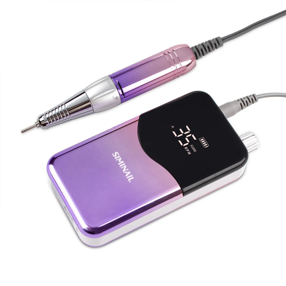 SIMINAIL Rechargeable Nail Drill Machine, 35000RPM Portable Electric E-File with Manicure Bit Set - Bond Well Supplies