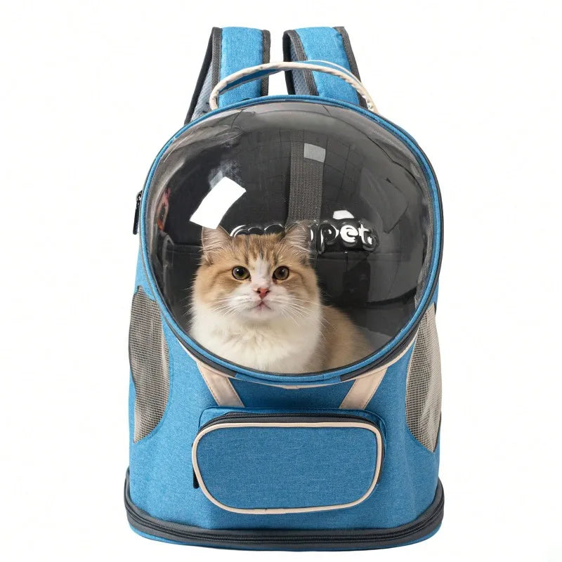 Portable Cat & Dog Backpack Carrier, Foldable Transparent Design with Zipper Closure