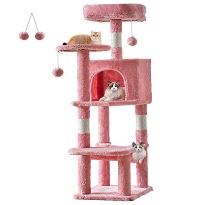 44-Inch Multi-Cat Climbing Tower, JHK Indoor Cat Tree with Natural Sisal Scratching Posts & Stable Cat House