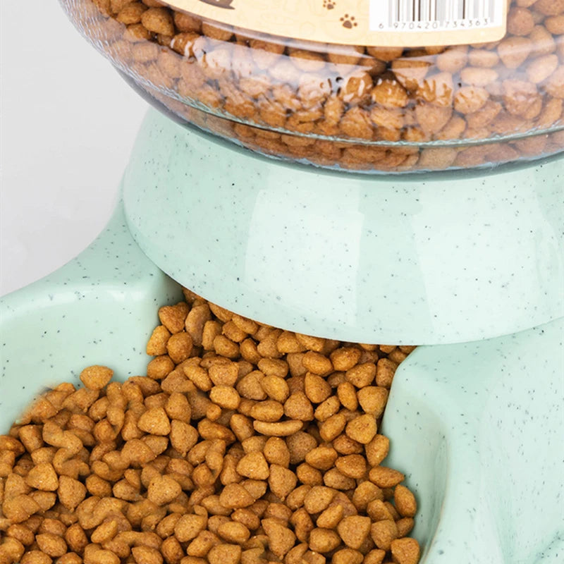 2-in-1 Pet Food Bowl and Automatic Water Dispenser, Large Capacity Feeding Station for Cats, Puppies and Small Dogs