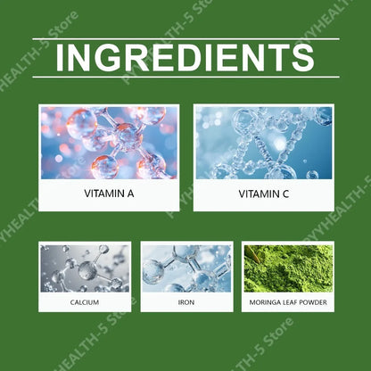 Organic Moringa Oleifera Leaf Powder 180g, Green Superfood with Vitamins A & C, Calcium & Iron - Bond Well Supplies