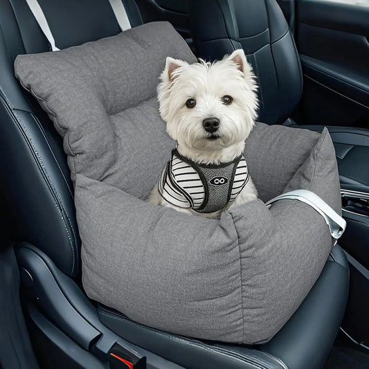 Dog Booster Car Seat Bed for Small Dogs, Elevated Travel Seat with Safety Tether