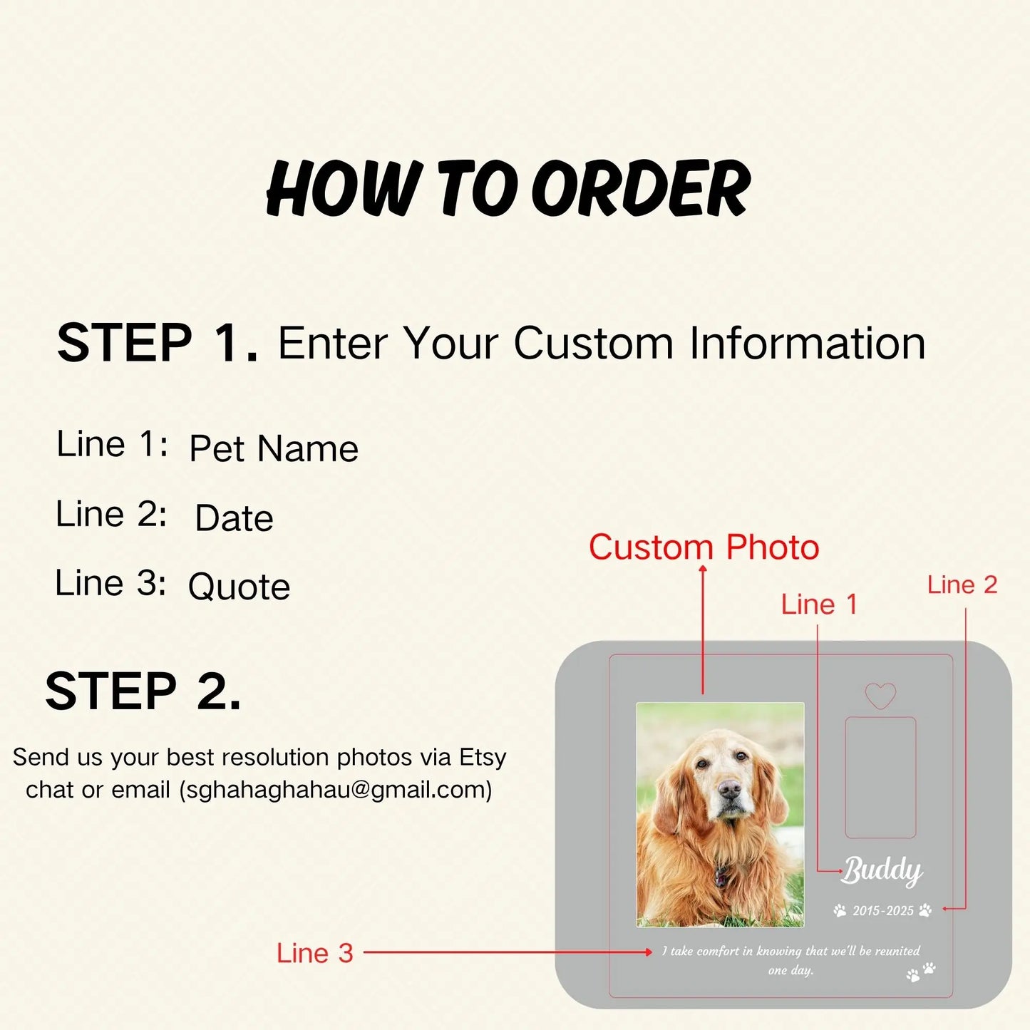 Personalized Pet Memorial Night Light with Custom Photo, LED Plaque Keepsake for Deceased Dogs & Cats