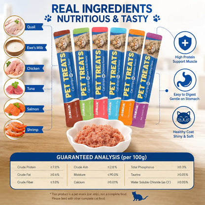 Premium Cat Treat Sticks, Soft Lickable Wet Food Snacks for Adult Cats & Kittens, Multi-Flavor - Bond Well Supplies