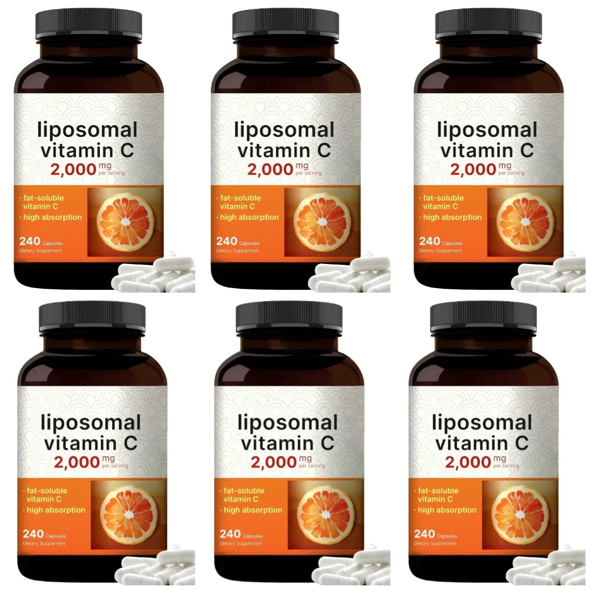High-Absorption Liposomal Vitamin C 2000mg, Fat-Soluble Capsules, Non-GMO & Gluten-Free, 240 Count - Bond Well Supplies