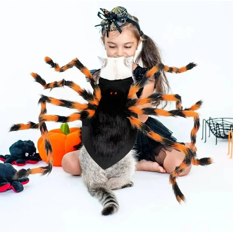 Glowing Spider Dog Halloween Costume, LED Light-Up Pet Cosplay Outfit for Halloween Parties - Bond Well Supplies