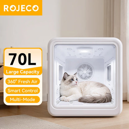 Automatic Pet Grooming Dryer Box, Large Capacity 70L with Adjustable Temperature and Speed Settings